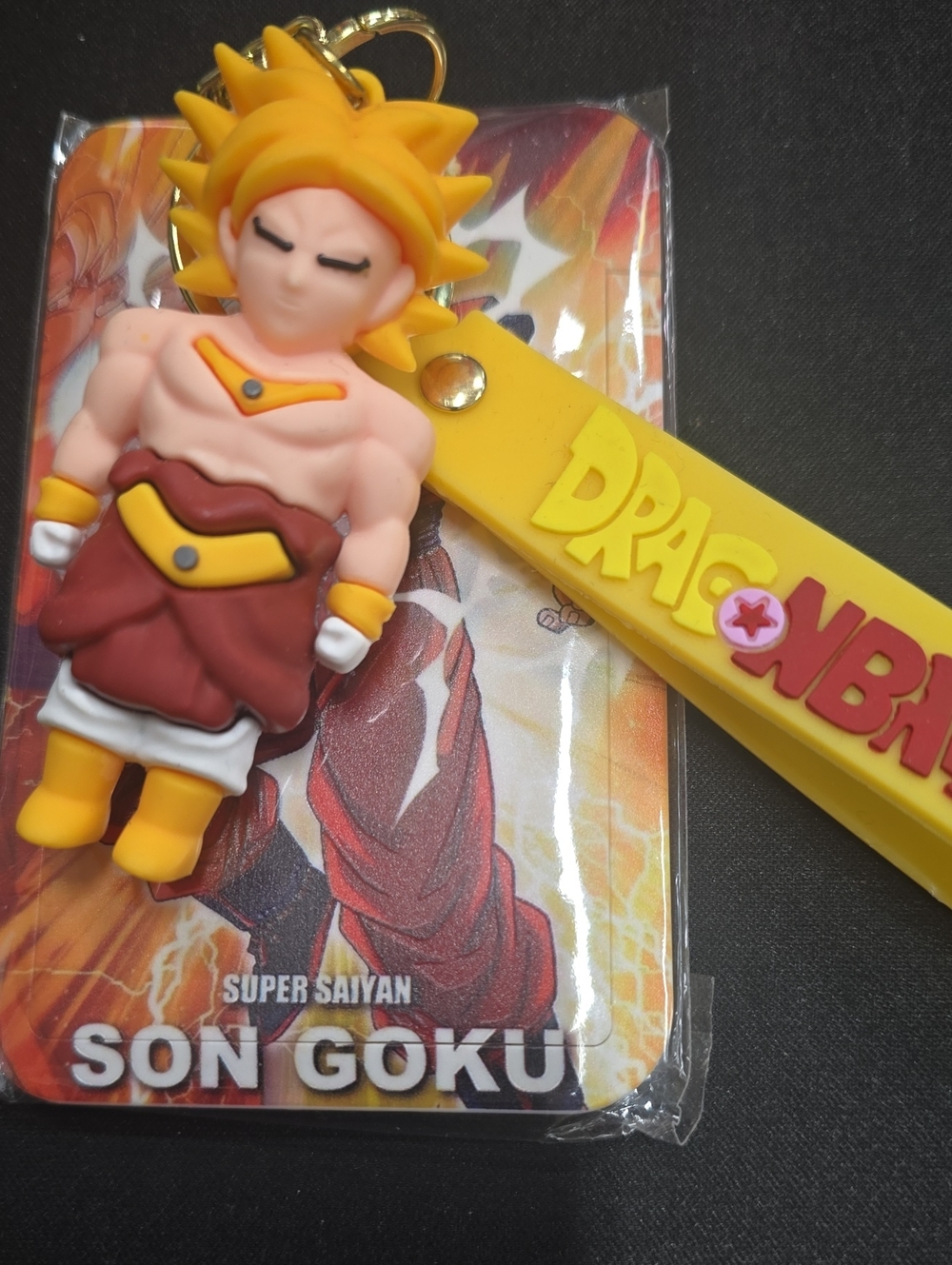 Silicone Keychain With Plastic Coated ID tag - Super Saiyan Son Goku Keychain